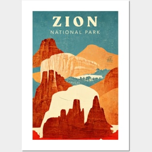 Zion National Park Retro Posters and Art